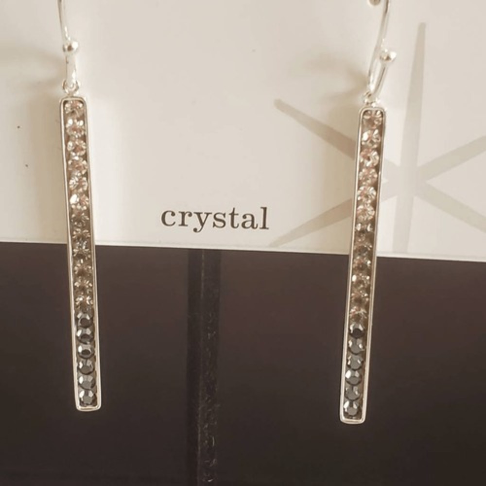 Sparkle Allure Earrings Silver Plate with Ombre Crystals from Clear to Black NWT